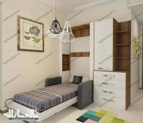 تخت تاشو یک نفره عمودی مدل TSH-9718